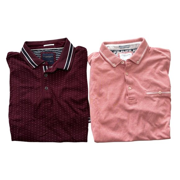 NEW DENIM & FLOWER Ricky Singh Bundle (2) Short Sleeve Polo Shirts MEN'S L - Picture 1 of 11